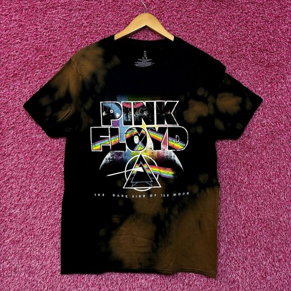 Pink Floyd Dark Side of the Moon Psychedelic Rock Bleach Dye L - Picture 1 of 4